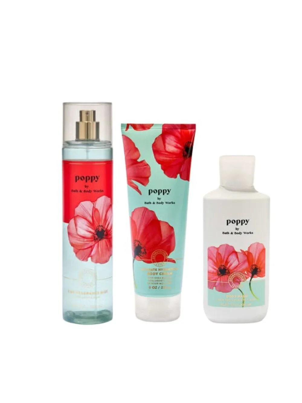 Bath and body works poppy  body cream , body wash & body mst body care